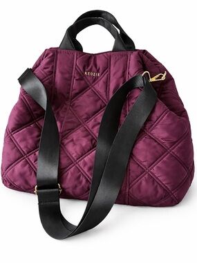 Kedzie Quilted Plum Crossbody Bag with Black Straps